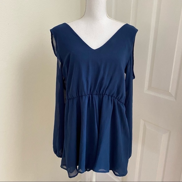 Final Touch Sheer Cold Shoulder Romper Sz Small - Picture 2 of 6